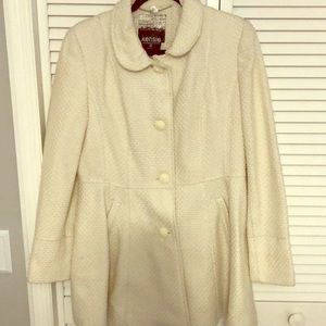 Ivory cream peplum coat pearl button